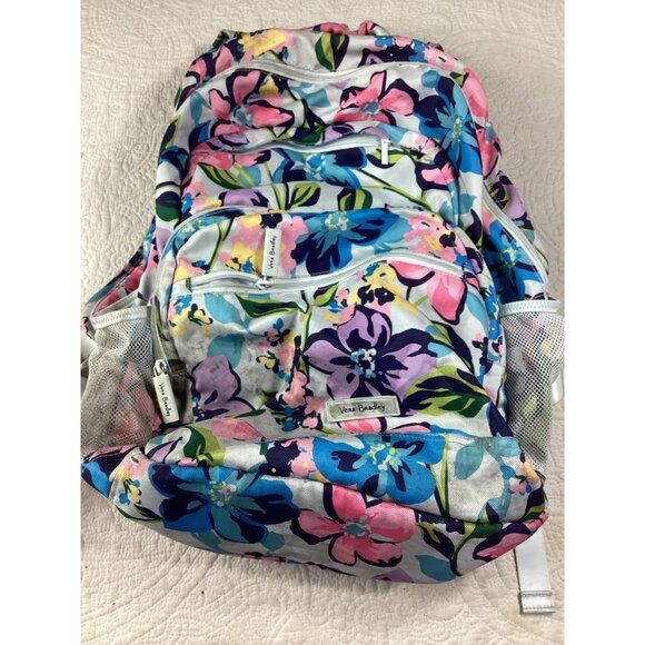 Vera Bradley Floral Backpack With Padded Straps & Zippered Compartments - Picture 3 of 12